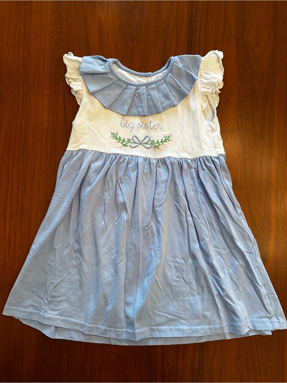 Cecil & Lou Big Sister Blue & White Ruffled Girls Dress size 5